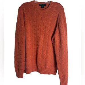 BROOKS BROTHERS 100% Wool Cable Knit Sweater in Orange Size Med — DAMAGED